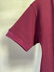 MAROON KNITTED ZIPPER POLO
