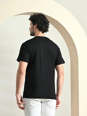 BLACK COTTON CREW NECK REGULAR FIT T-SHIRT