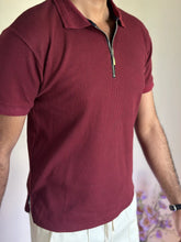 MAROON KNITTED ZIPPER POLO
