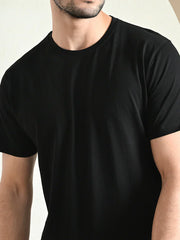 BLACK COTTON CREW NECK REGULAR FIT T-SHIRT