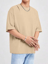 BEIGE MEN'S HYPEMODE LOOSE FIT SOLID COLOR DROP SHOULDER