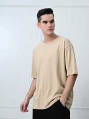 BEIGE OVERSIZED DROP SHOULDER T-SHIRT