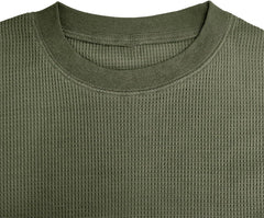 BOTTLE GREEN WAFFLE ROUND NECK DROP SHOULDER T-SHIRT